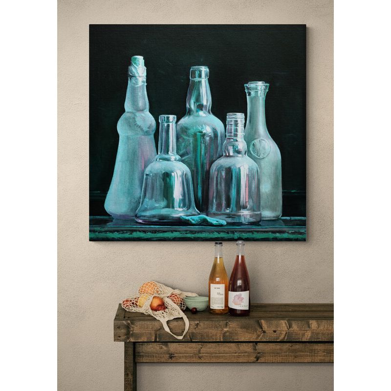 TAYRONA STORE - Cuadro En Lienzo Para Comedor Bodegon Botellas 185 50x50cm