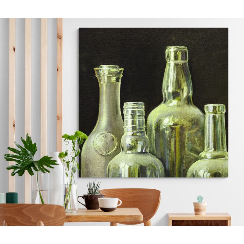 TAYRONA STORE - Cuadro En Lienzo Para Comedor Bodegon Botellas 180 120x120cm