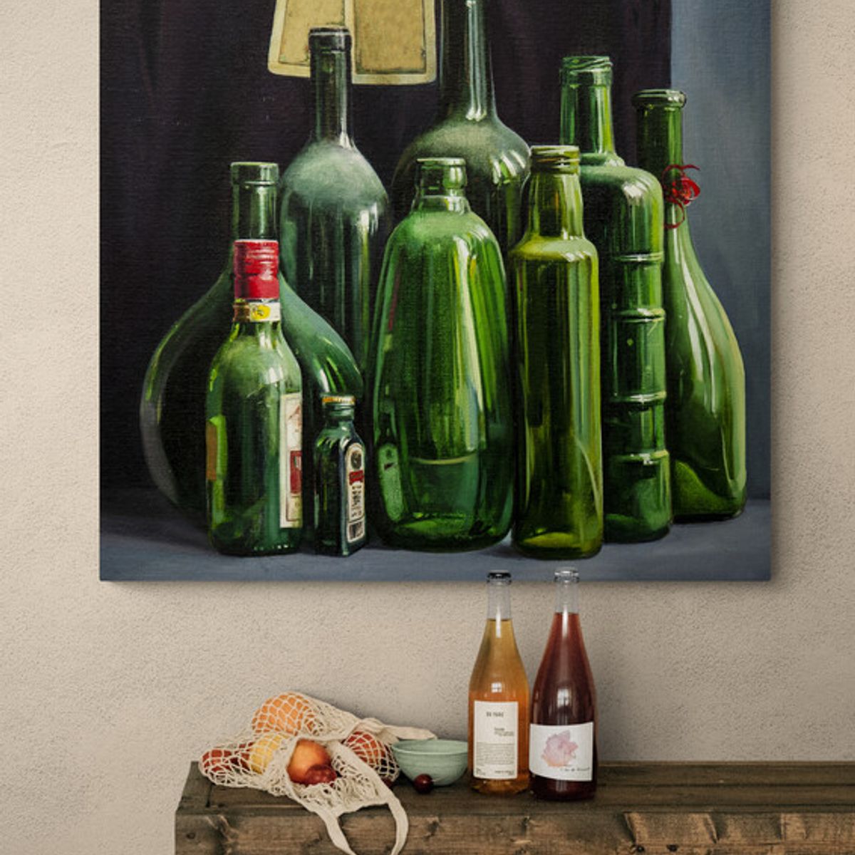 TAYRONA STORE - Cuadro En Lienzo Para Comedor Bodegon Botellas 194 60x60cm