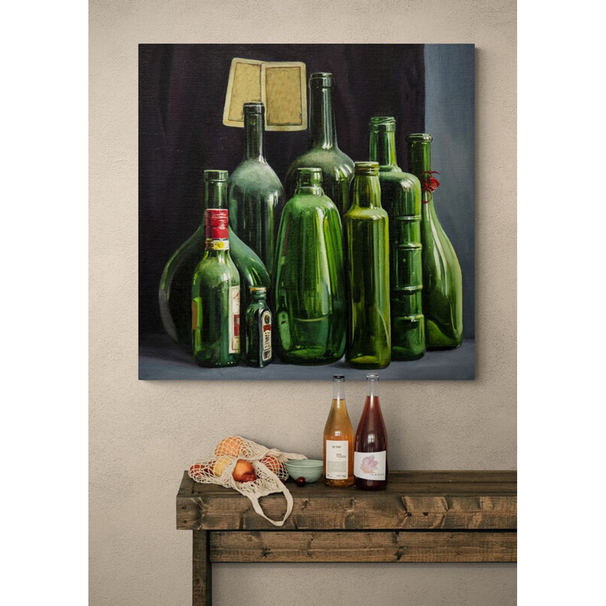 TAYRONA STORE - Cuadro En Lienzo Para Comedor Bodegon Botellas 194 60x60cm