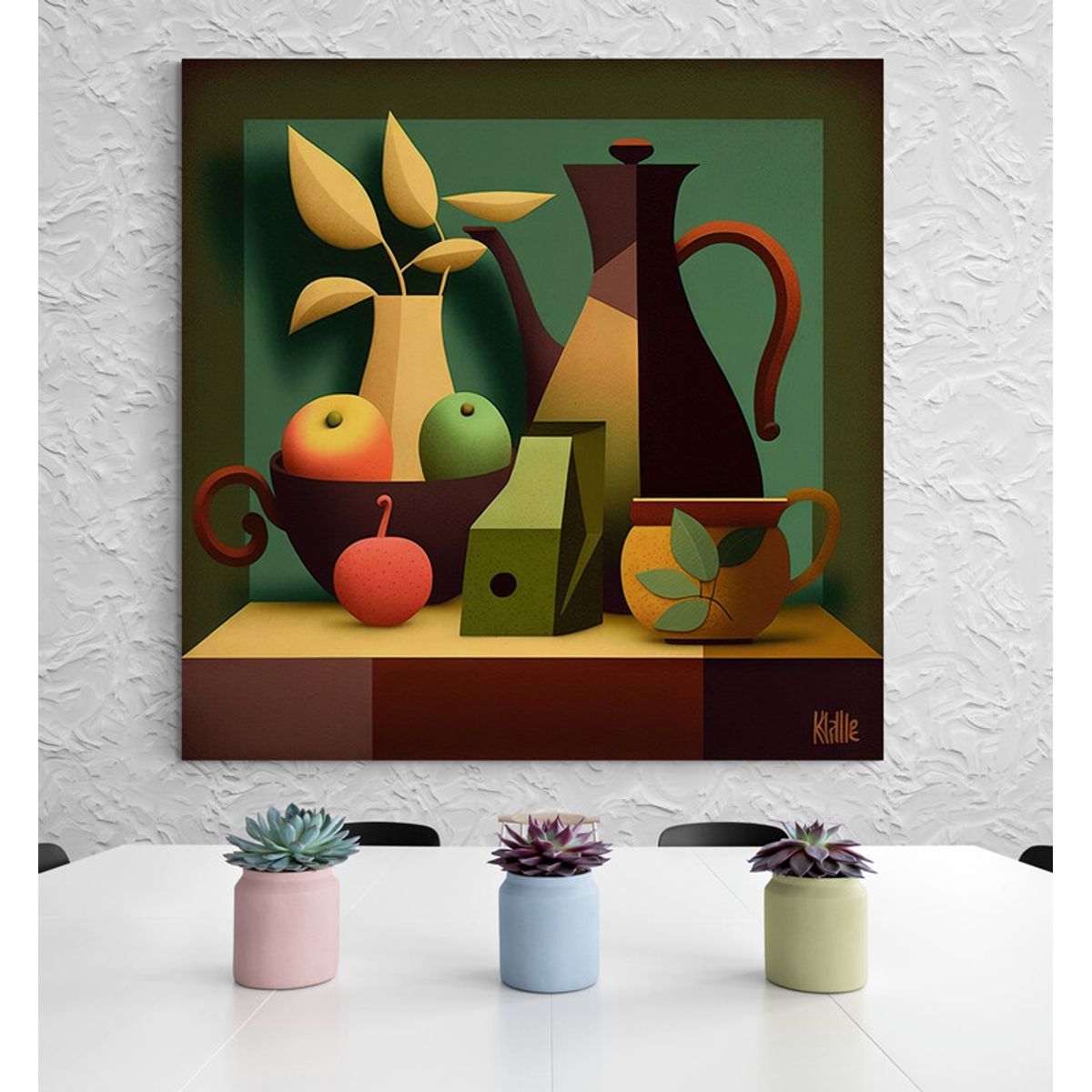 TAYRONA STORE - Cuadro En Lienzo Para Comedor Bodegon 297 90x90cm