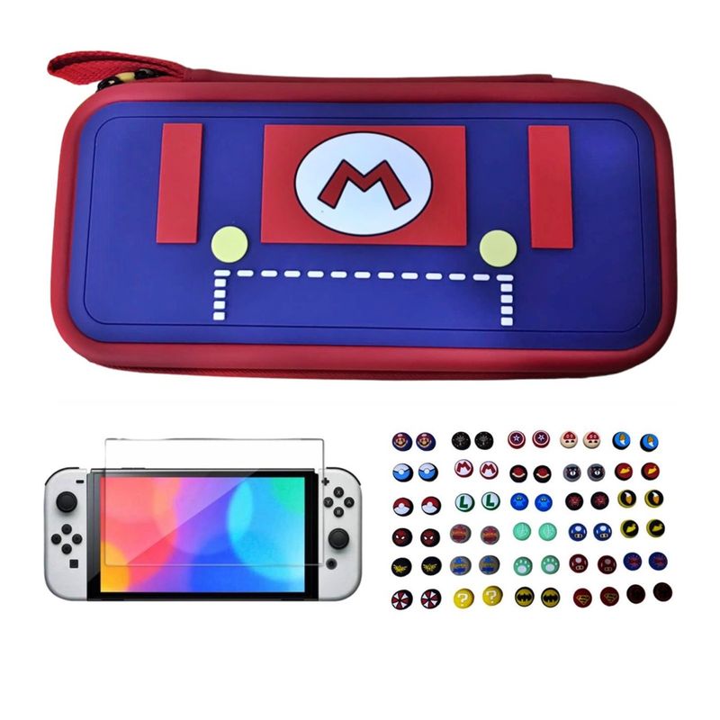 GENERICO - Estuche Edicion Vestido + Vidrio + 2 Grips Compatible Con Switch Oled
