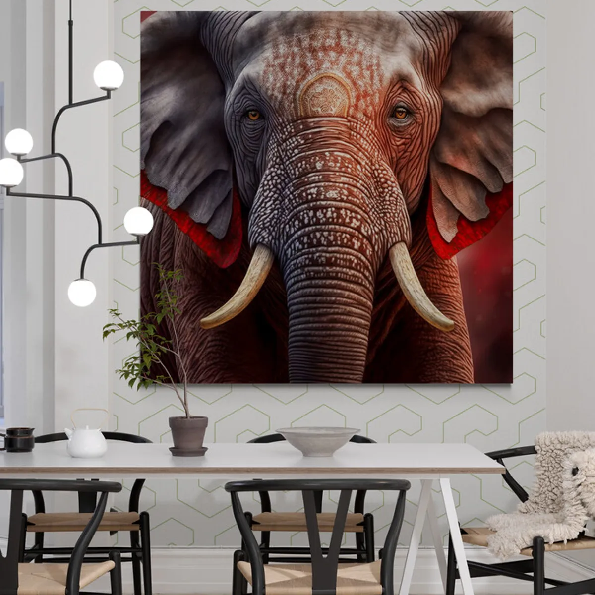 TAYRONA STORE - Cuadro En Lienzo Para Comedor Elefantes 214 60x60cm.