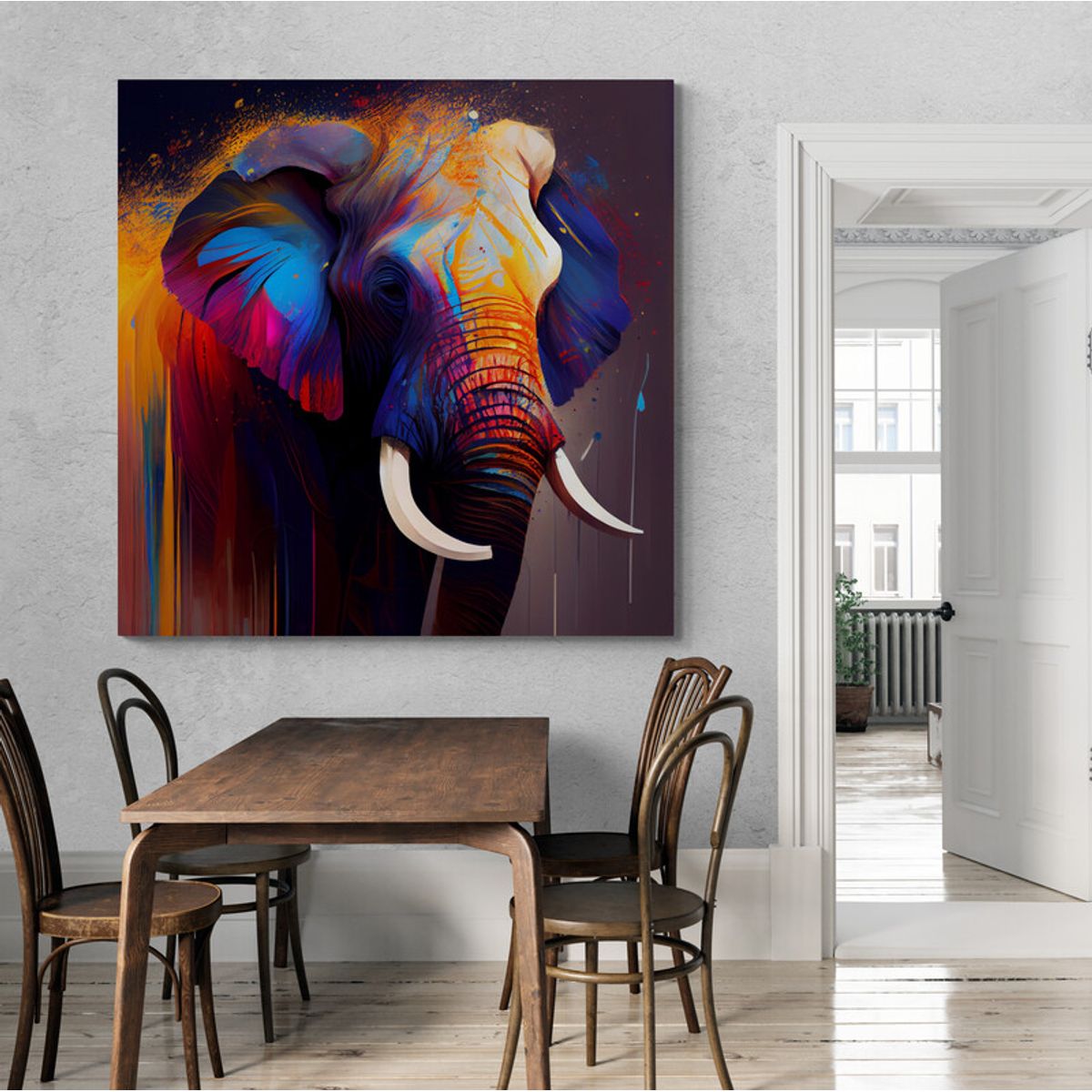 TAYRONA STORE - Cuadro En Lienzo Para Comedor Elefantes 271 60x60cm