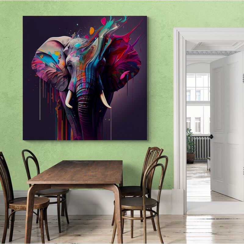 TAYRONA STORE - Cuadro En Lienzo Para Comedor Elefantes 280 50x50cm