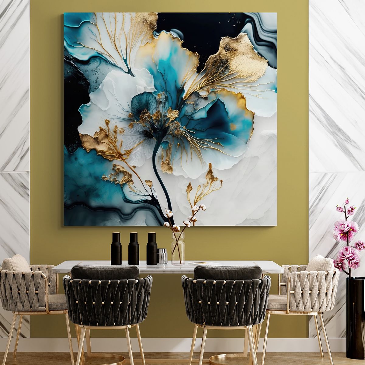 TAYRONA STORE - Cuadro En Lienzo Para Comedor Flores 515 50x50cm