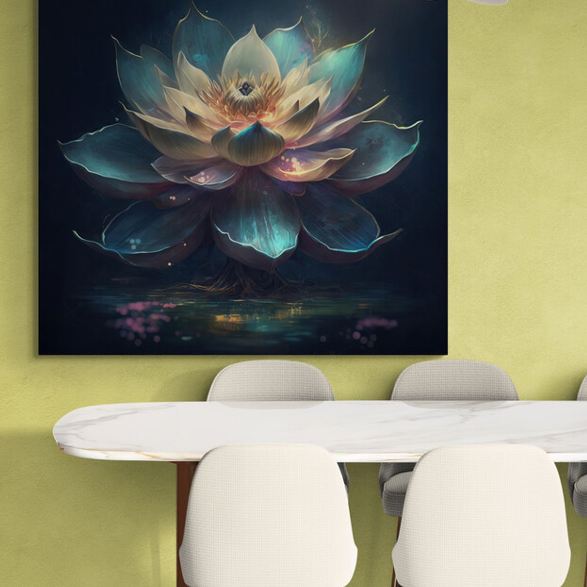 TAYRONA STORE - Cuadro En Lienzo Para Comedor Flor De Loto 076 60x60cm