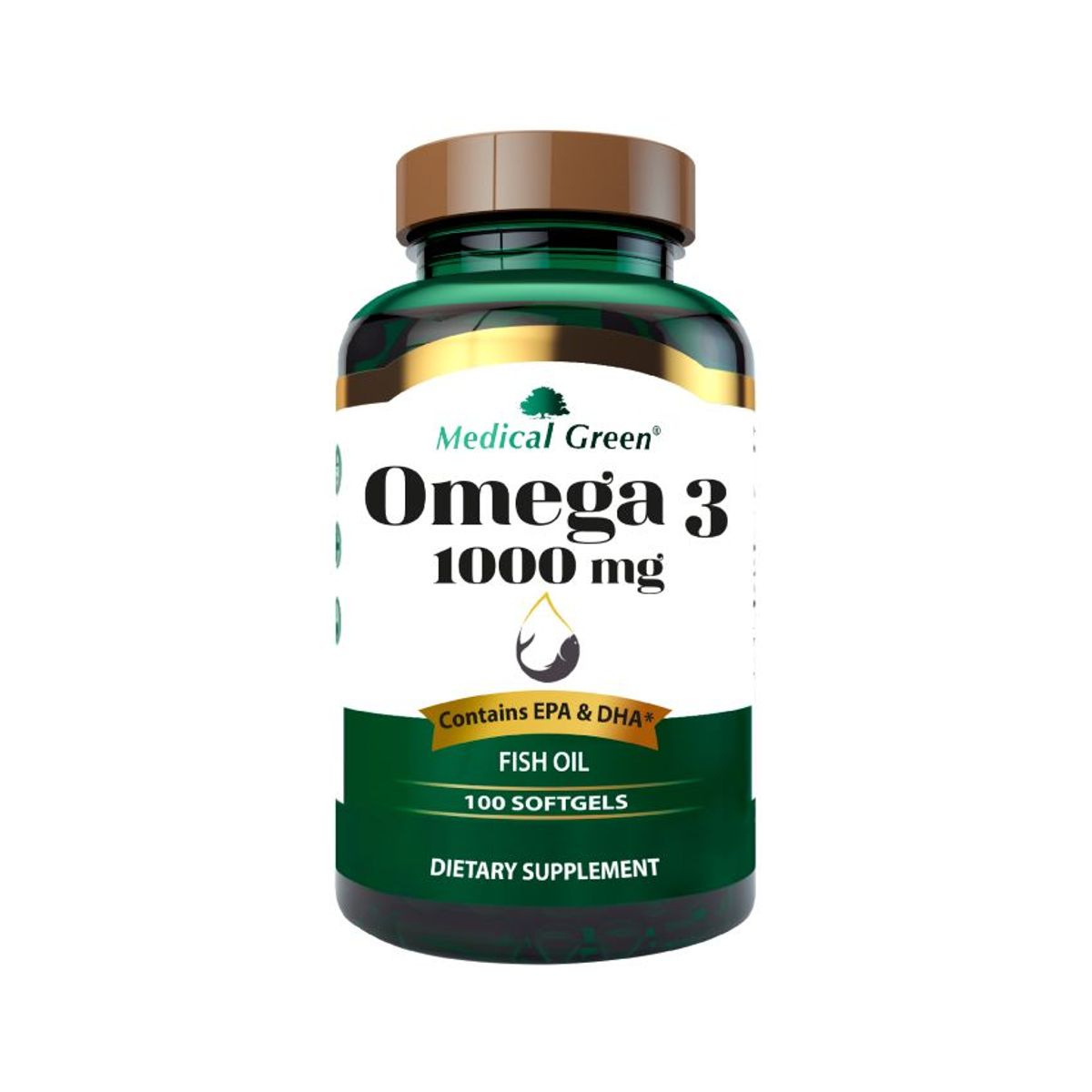 MEDICAL GREEN - Omega 3 EPA Y DHA 1000 Mg 100 Softgels