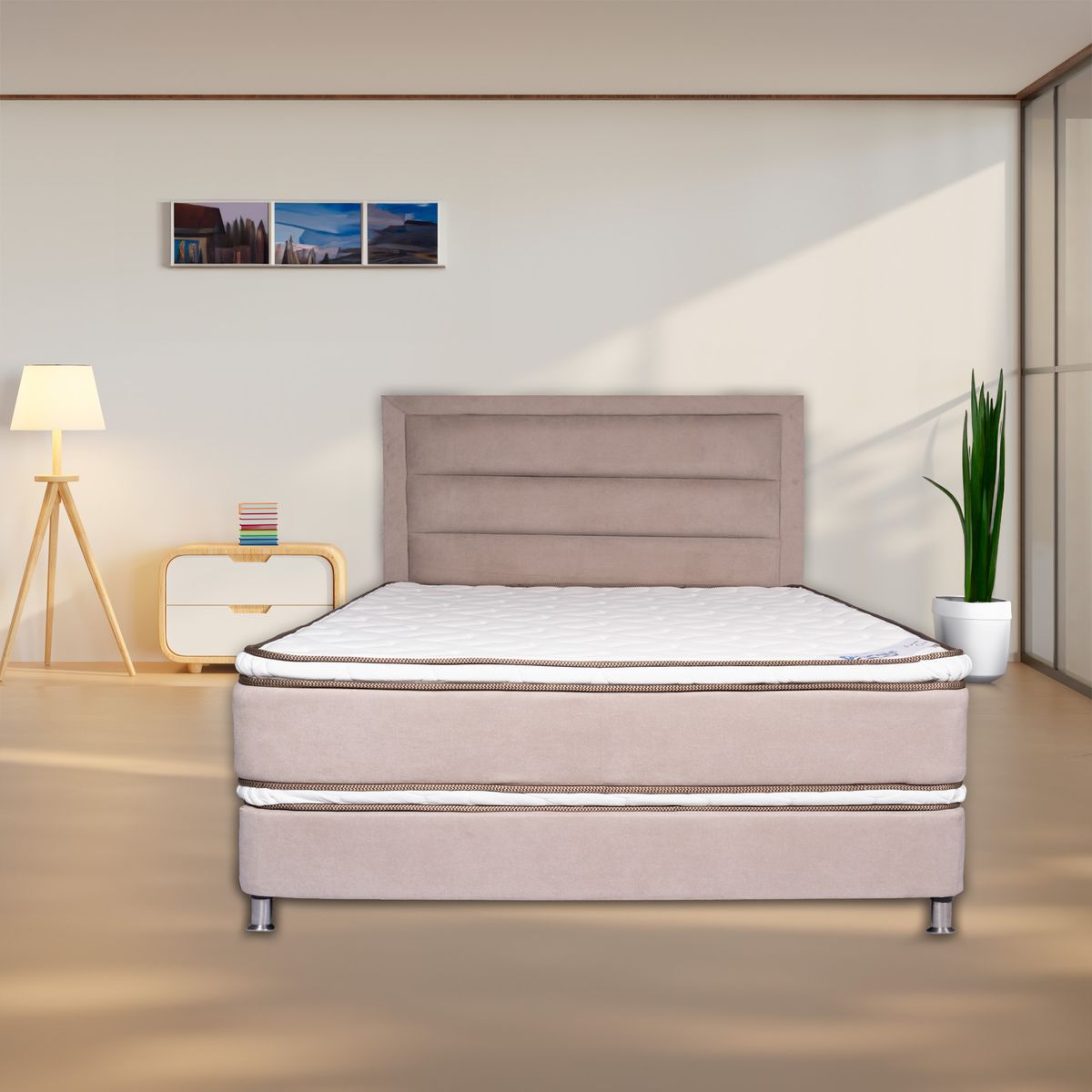 GENERICO - COMBO COLCHON ORO DOBLE PILLOW 100X190X33 + BASECAMA 100X190X29