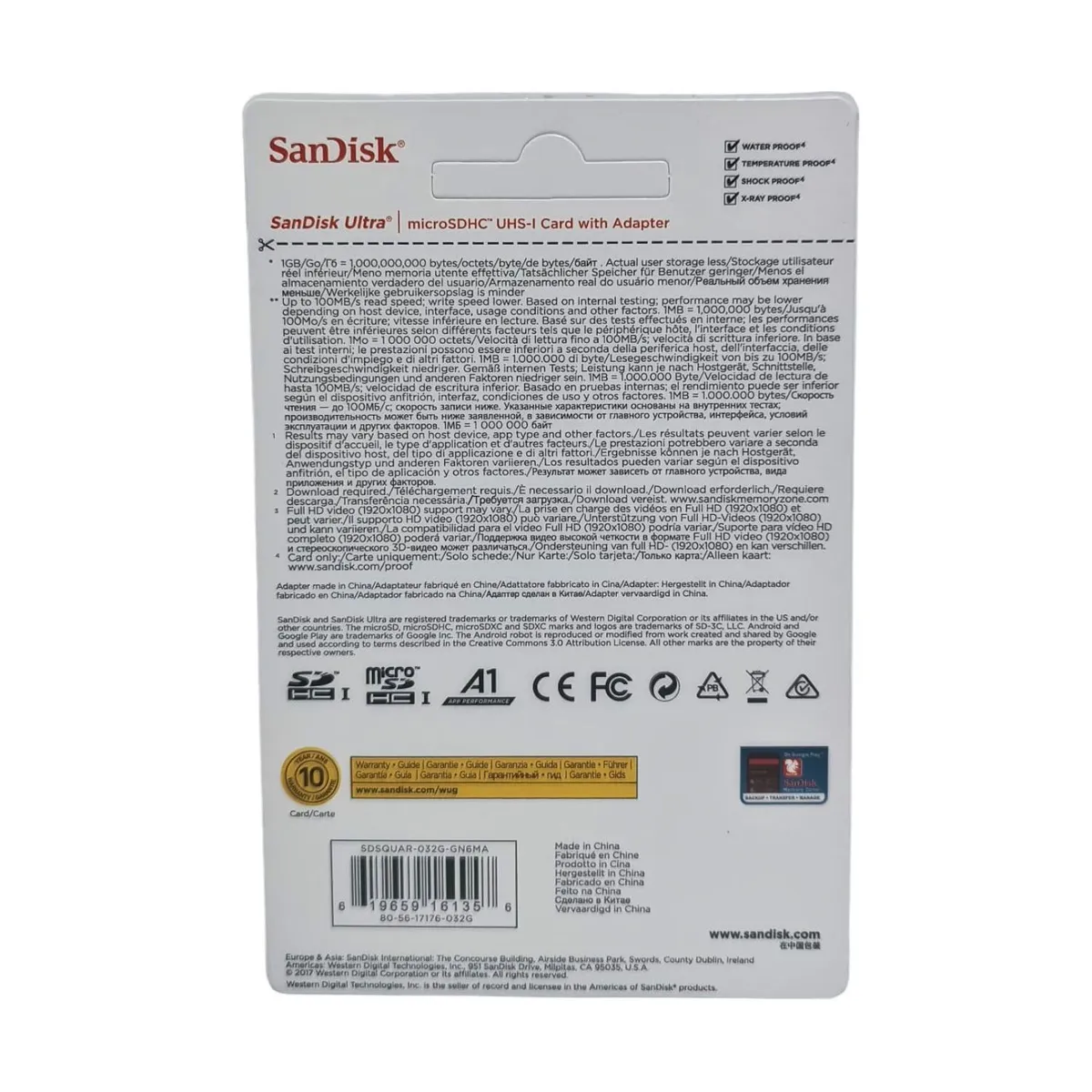 SANDISK - Tarjeta de Memoria Sandisk Micro Sd 32GB Clase 10