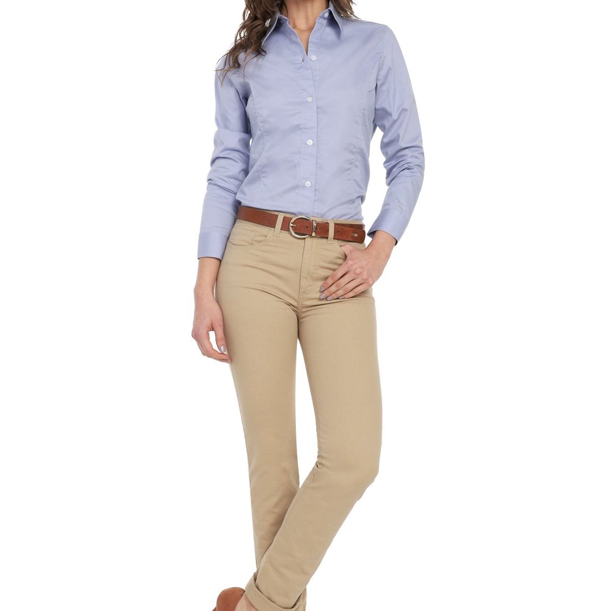 LEC LEE - Blusa basica fem manga larga Lec Lee para mujer - Azul Claro