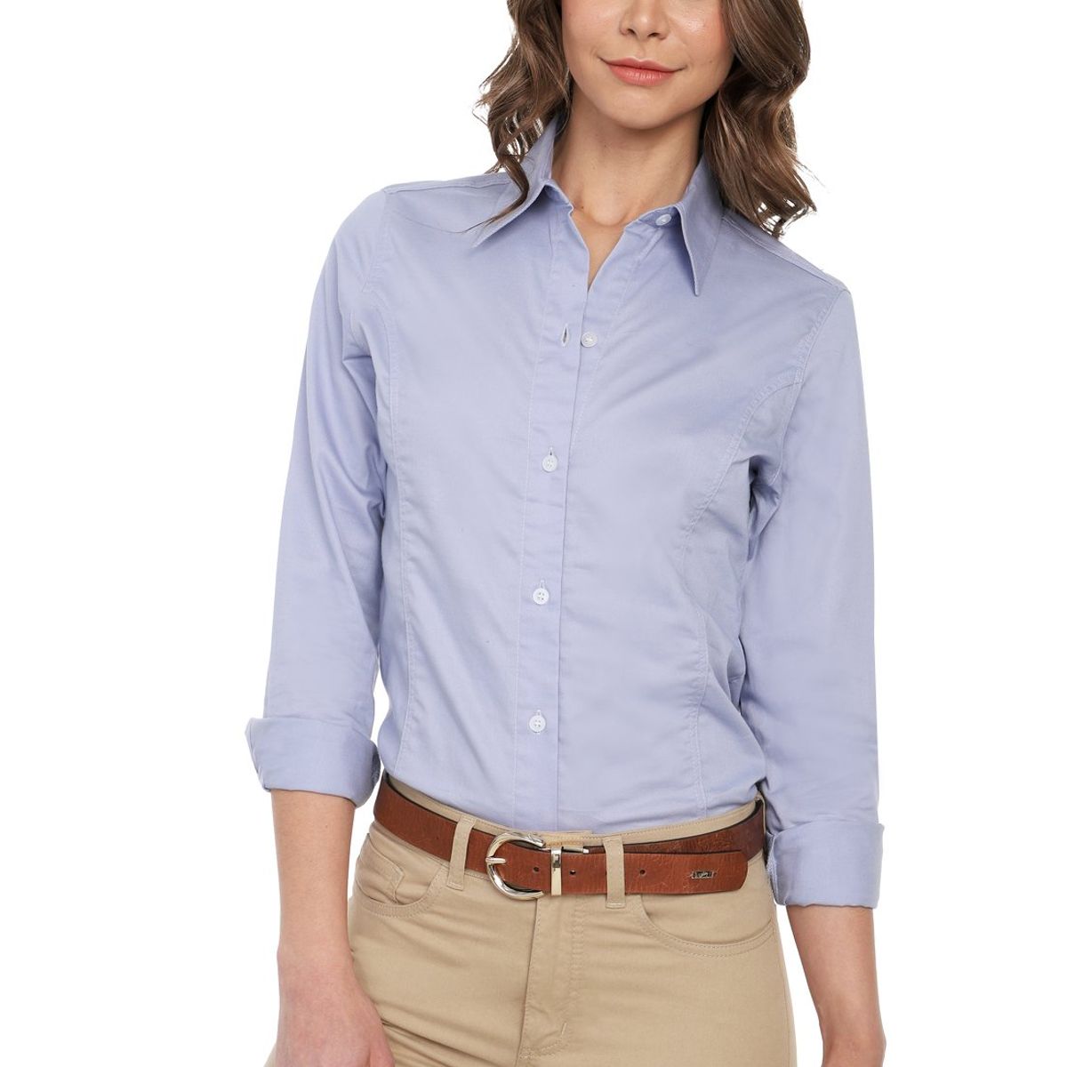 LEC LEE - Blusa basica fem manga larga Lec Lee para mujer - Azul Claro