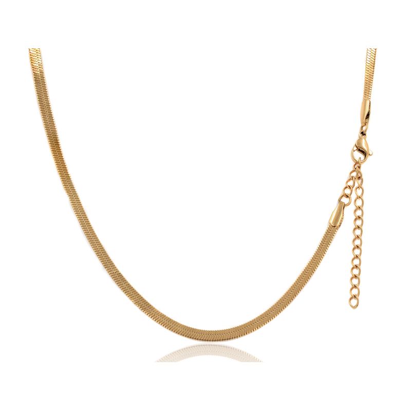 GENERICO - Cadena espina de pescado Tejido serpiente oro 18k&acero Regalo Mujer
