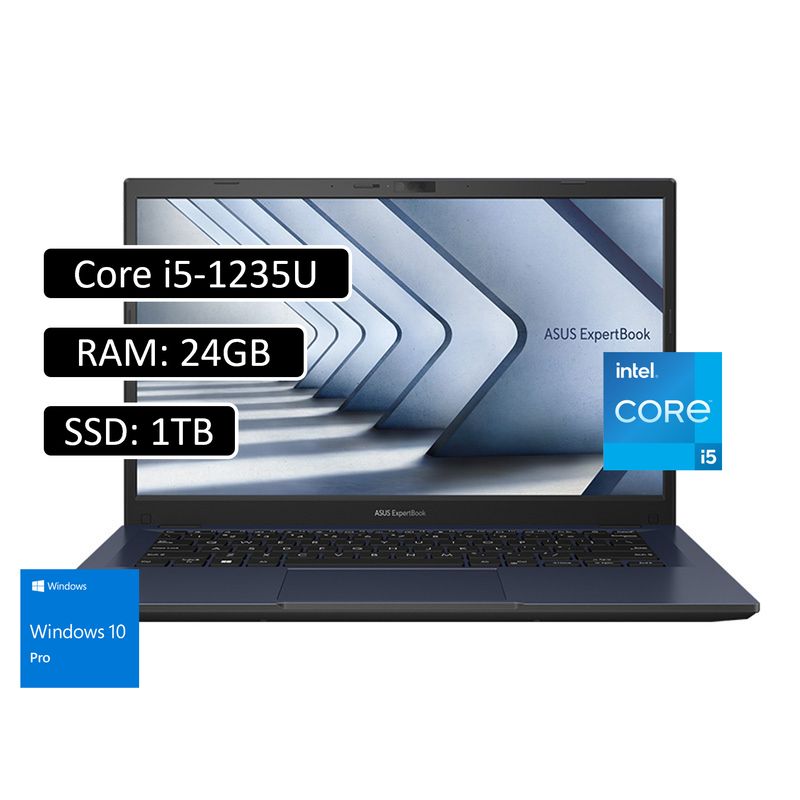 ASUS - Portatil Asus ExpertBook Intel Corei5 1235U 24GB 1TB SSD 14 W11 Pro Negro