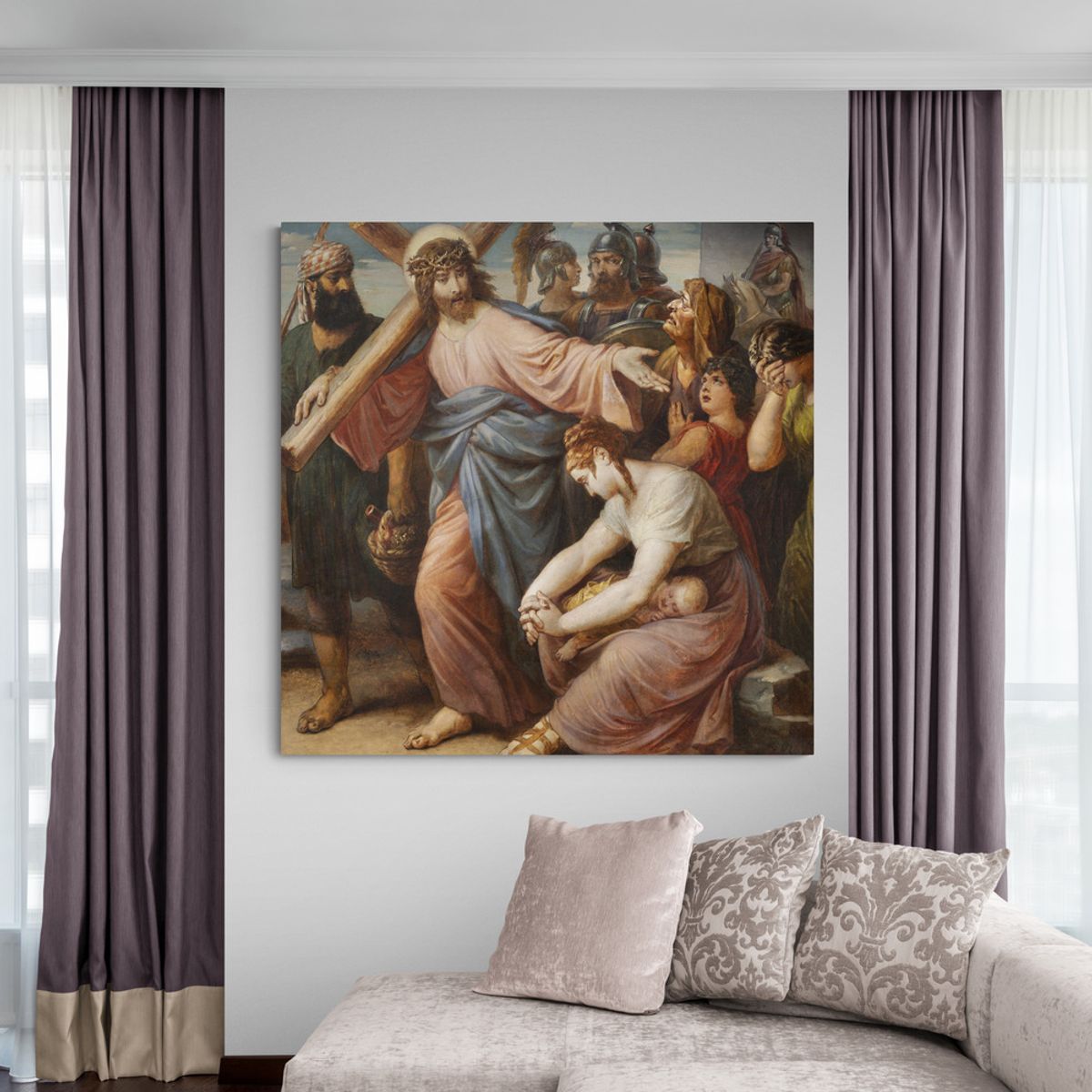 TAYRONA STORE - Cuadro Lienzo Religioso Jesus Cristo Crucifixión 104 90x90cm.
