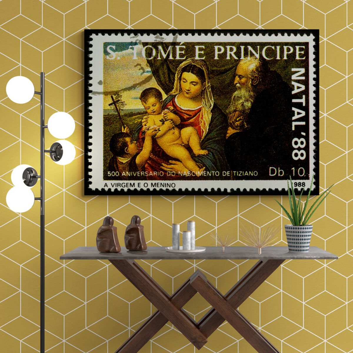 TAYRONA STORE - Cuadro Lienzo Religioso VirgMaria Estampilla 048 50x35cm