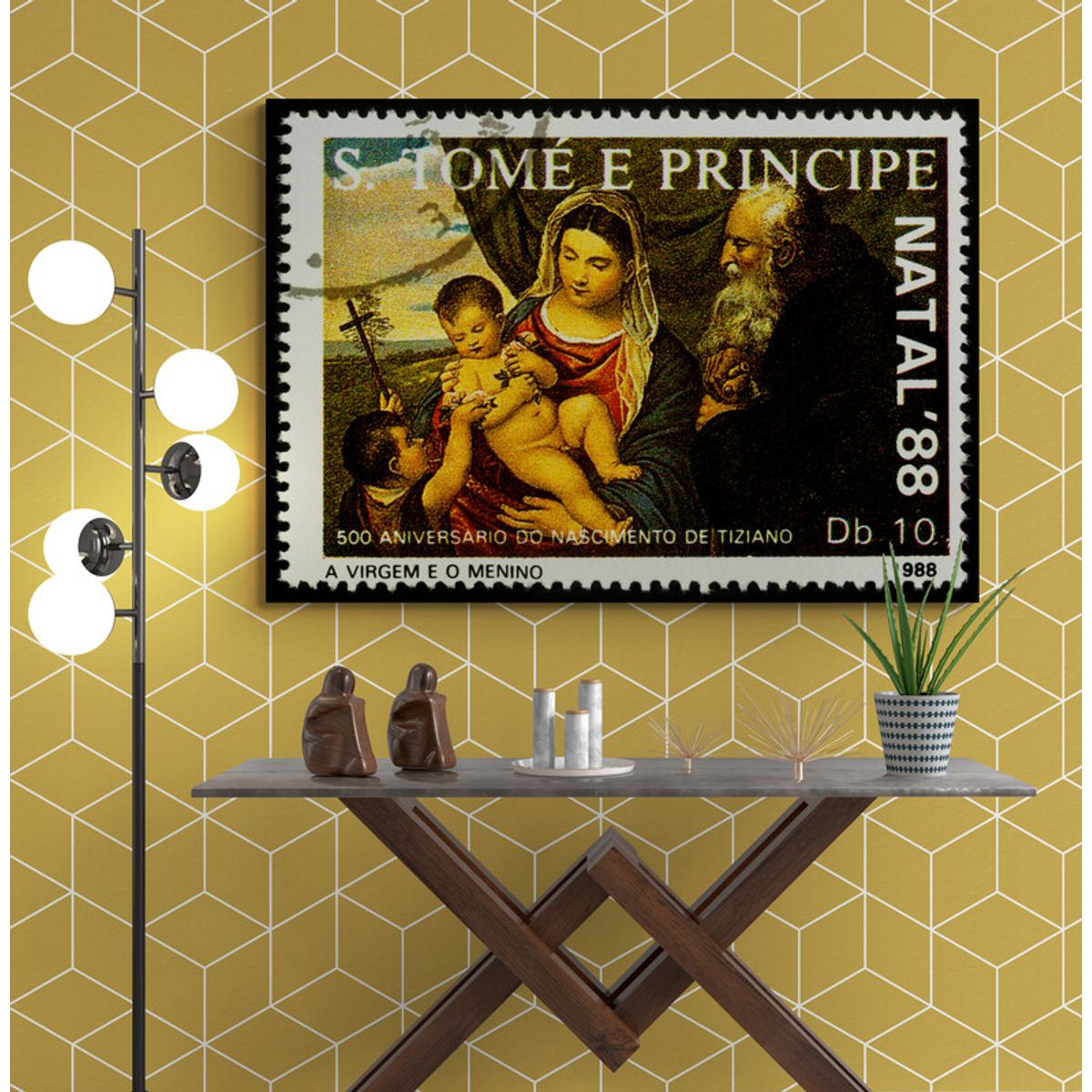 TAYRONA STORE - Cuadro Lienzo Religioso VirgMaria Estampilla 048 50x35cm