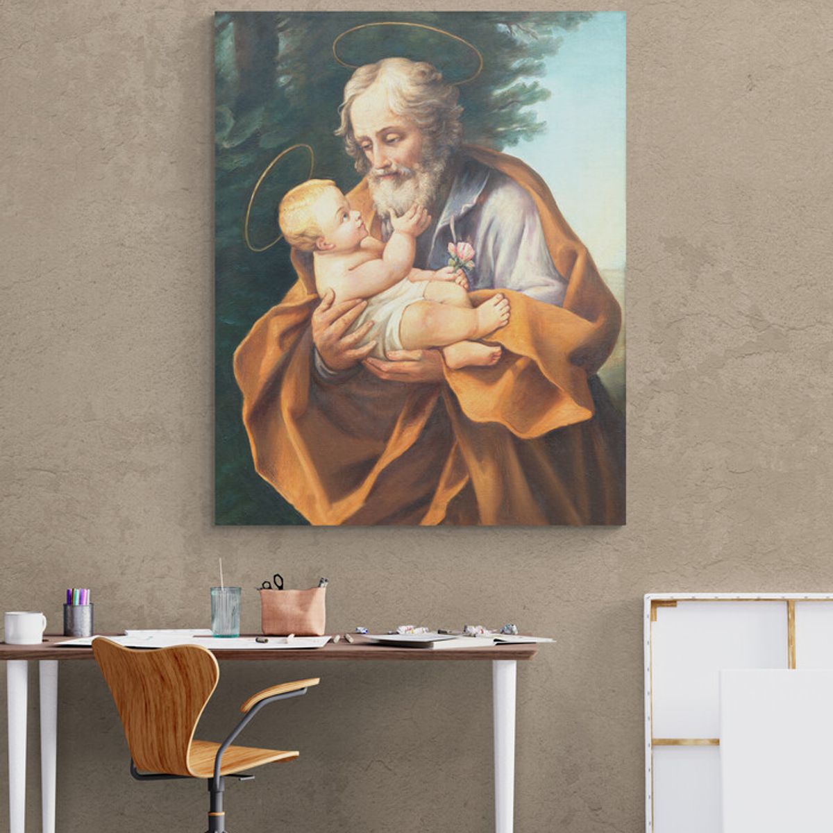 TAYRONA STORE - Cuadro En Lienzo Religioso San Jose 007 60x75cm