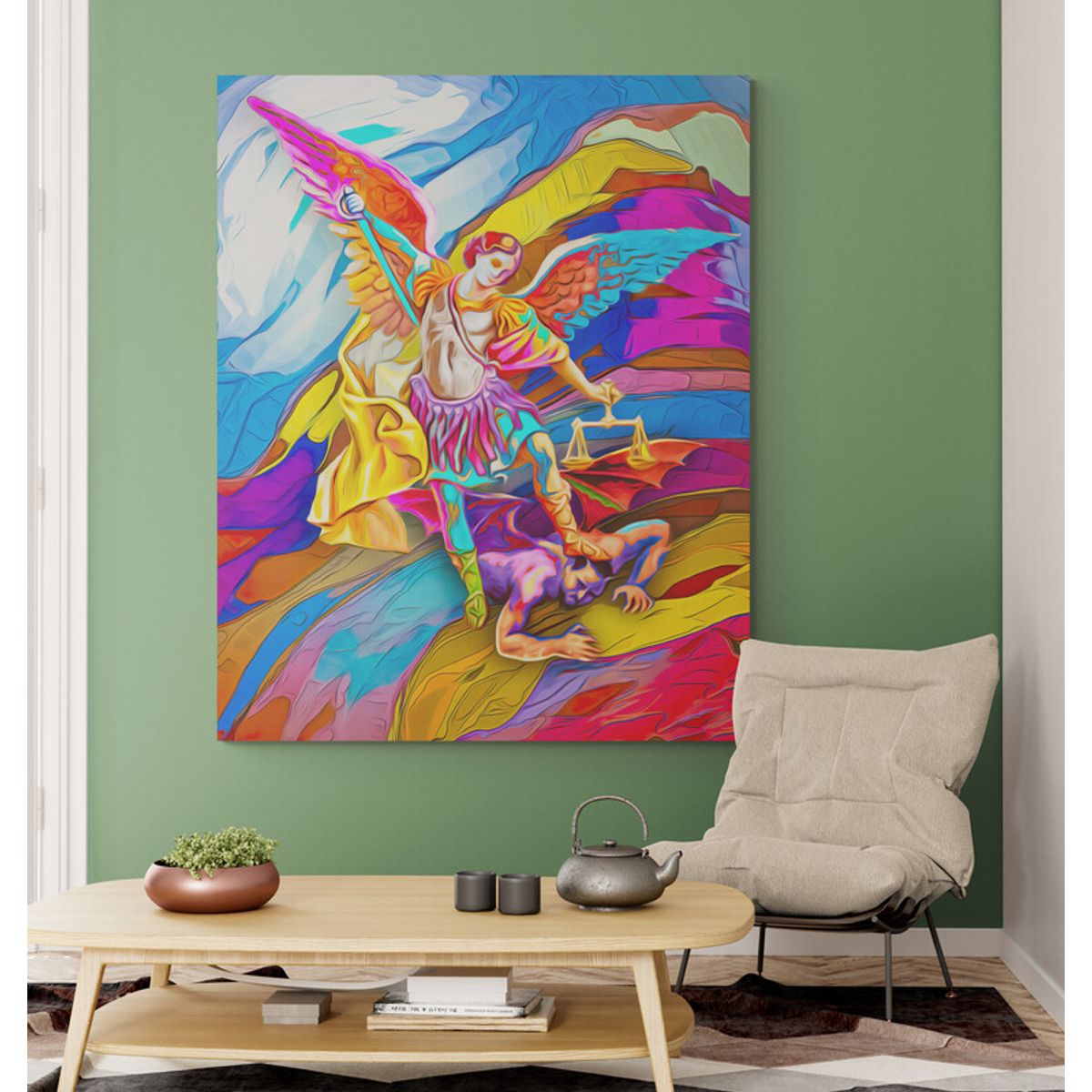 TAYRONA STORE - Cuadro En Lienzo Religioso Arcangel San Miguel 10 80x100cm