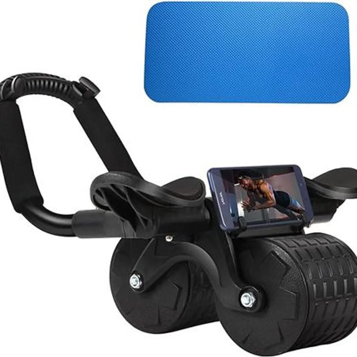 GENERICO - Rueda Abdominal Abs Rebote Automático Soporte Codos Negra