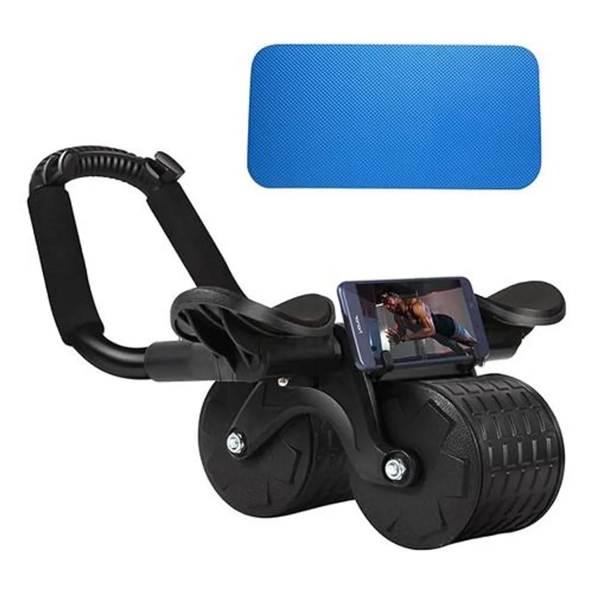 GENERICO - Rueda Abdominal Abs Rebote Automático Soporte Codos Negra