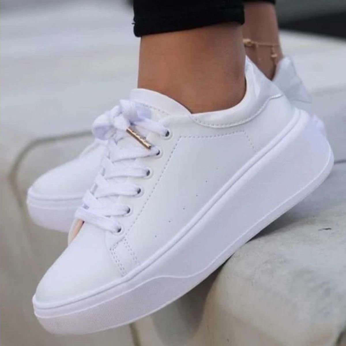 EVEGONZ - Tenis Blanco Mujer Zapato Casual Confortable