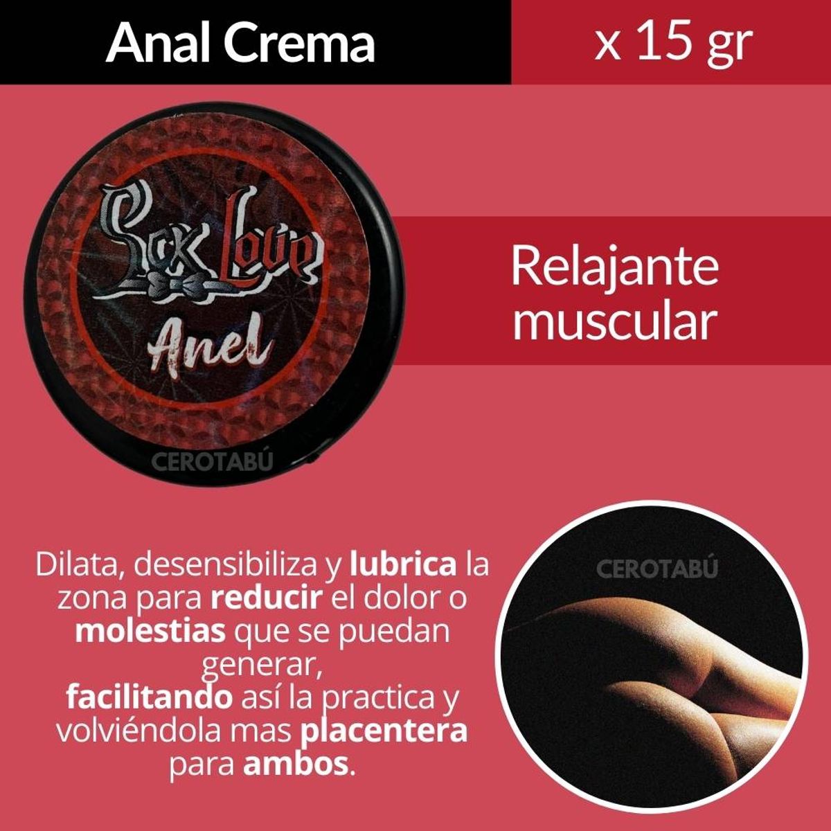 GENERICO - Lubricante Anal En Crema Dilatador Anal Sex Love x 15gr