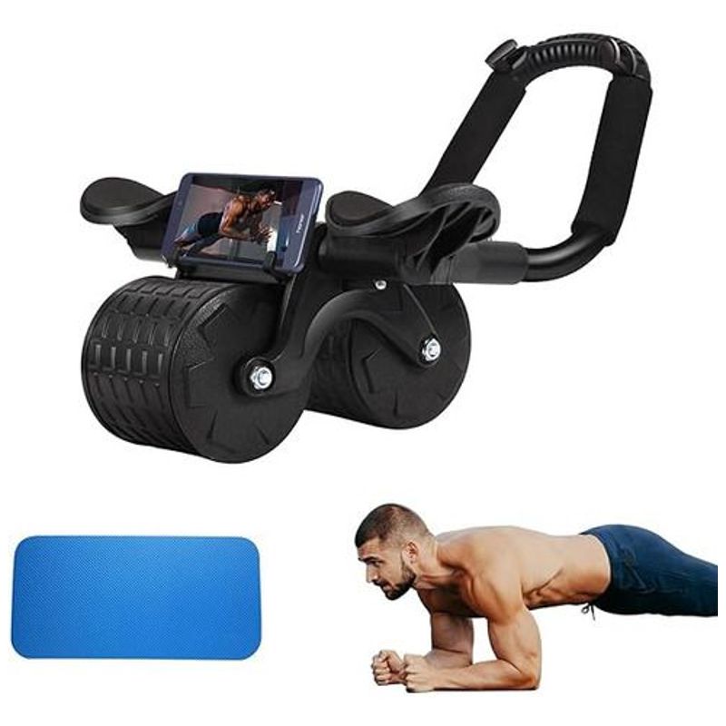 GENERICO - Rueda Abdominal Abs Rebote Automático Soporte Codos Negra