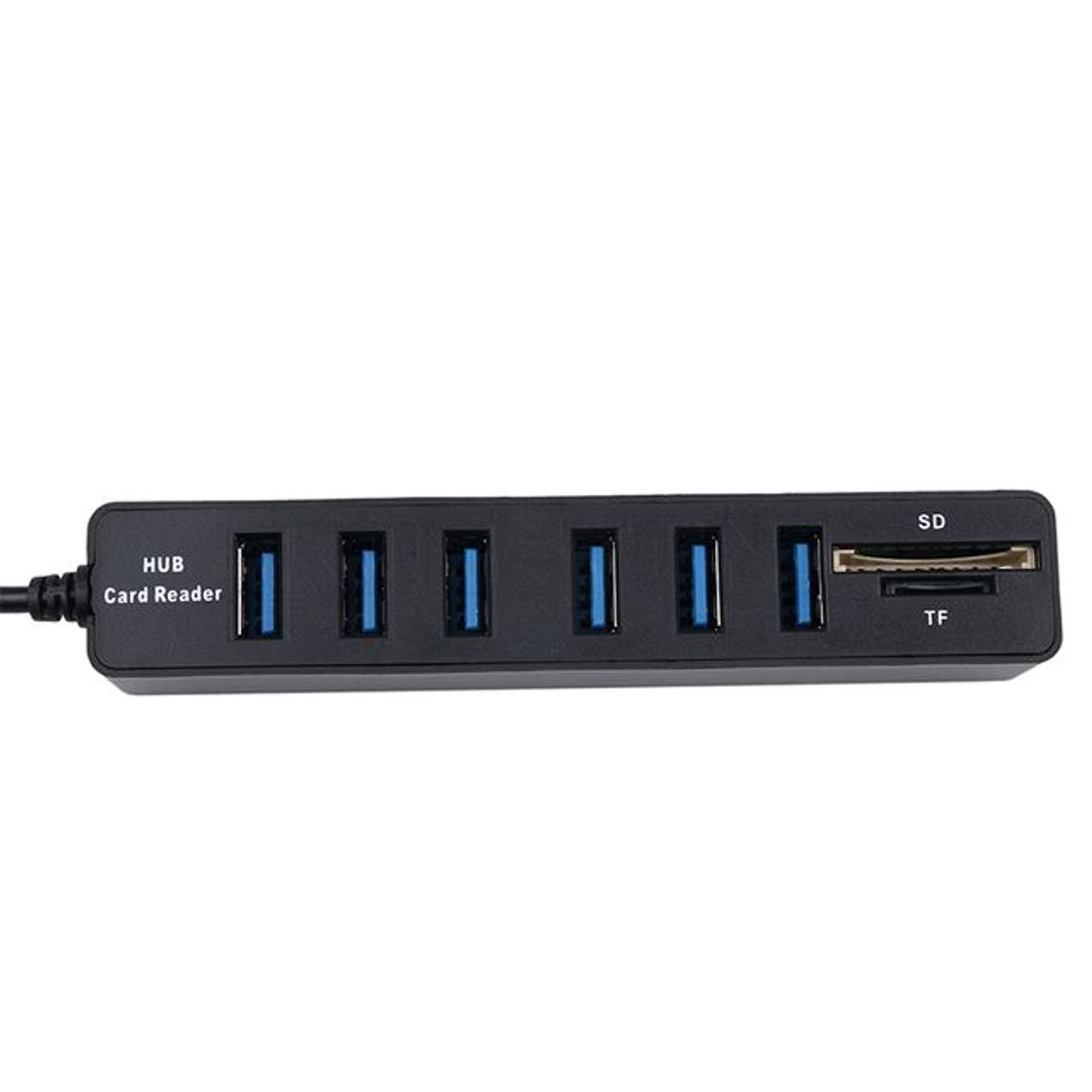 GENERICO - Hub Usb Multi Puertos 6 Puertos Lector Tarjetas Sd Y MicroSD Negro