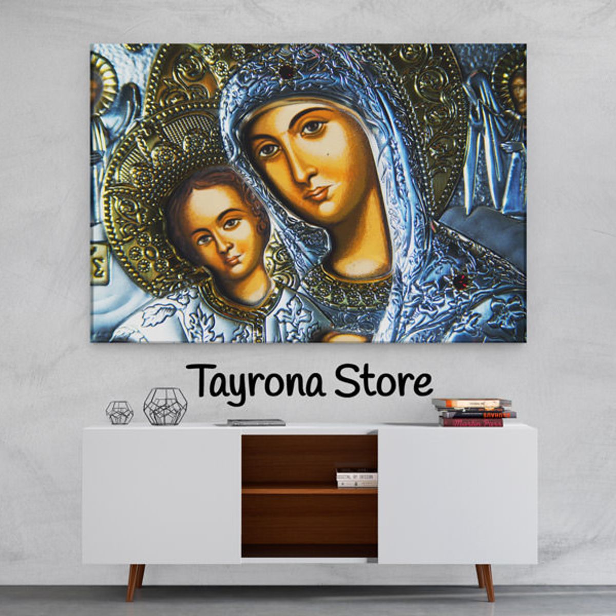 TAYRONA STORE - Cuadro En Lienzo Religioso Virgen Maria 08 150x100cm