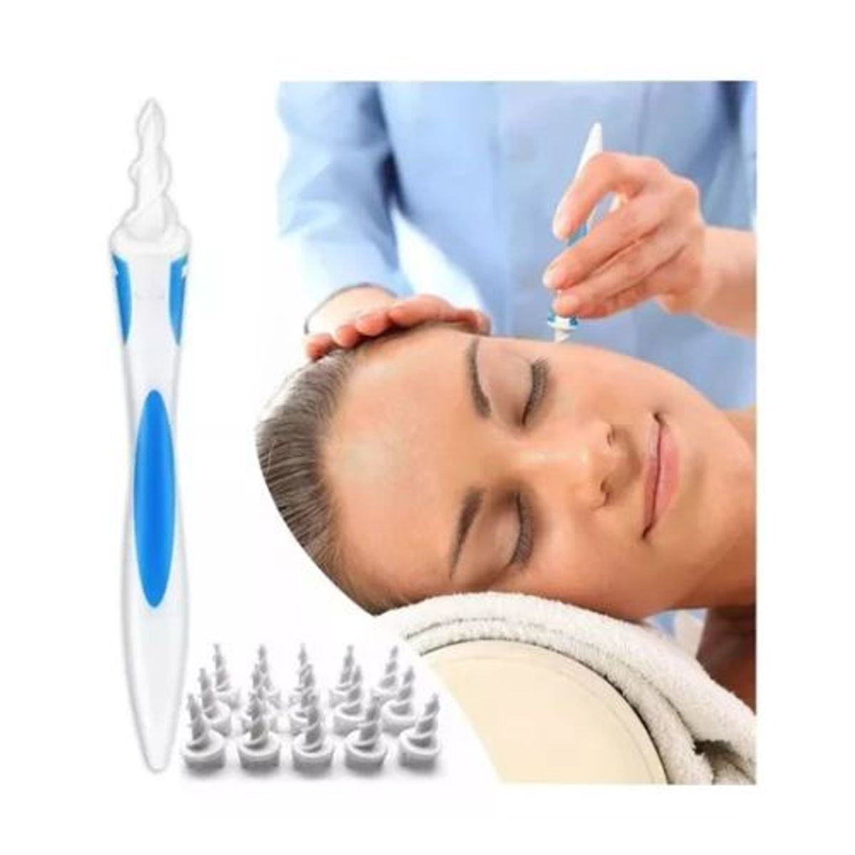 AFM - Limpiador De Oídos Kit Limpieza X16 Copitos Espiral Silicona