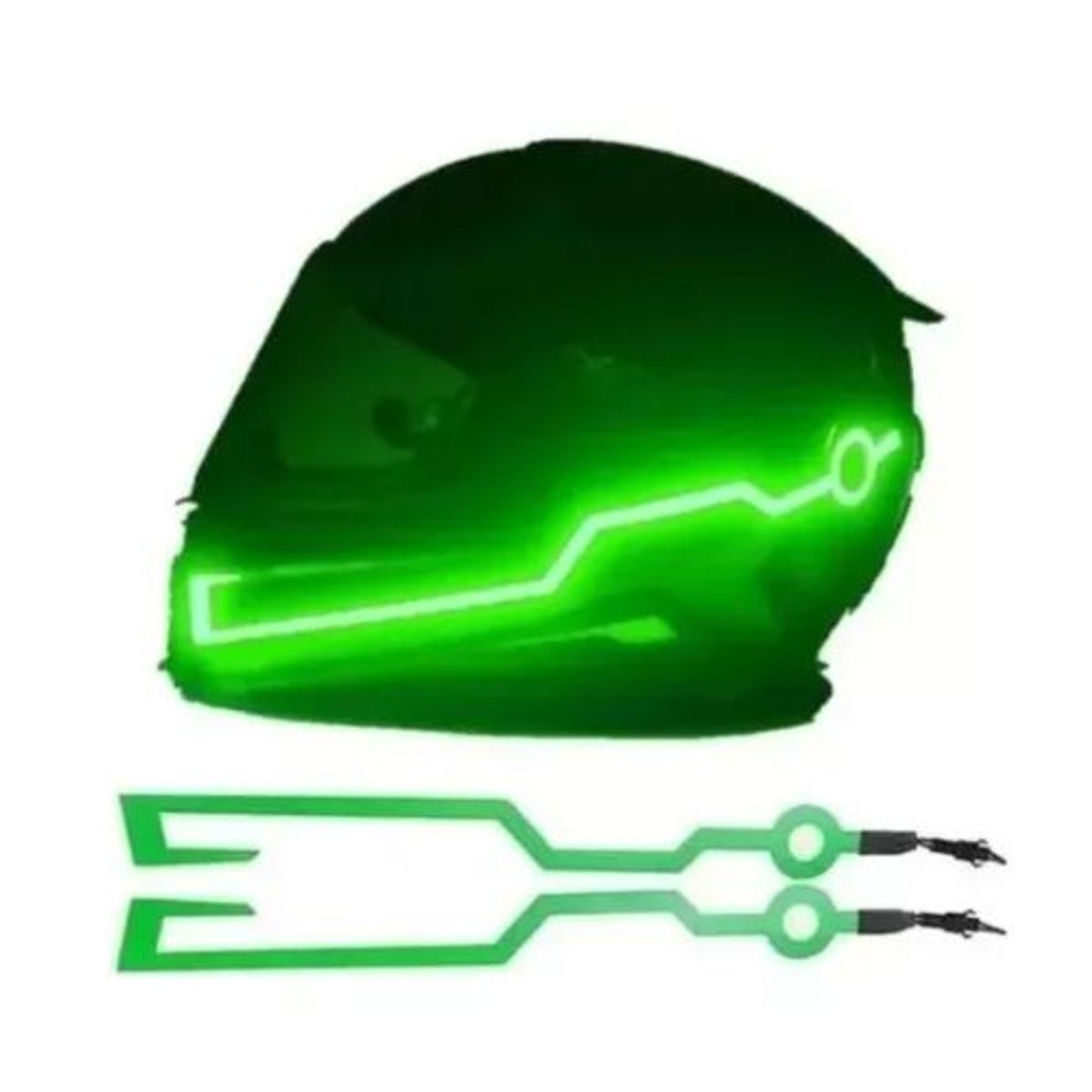 AFM - Tira Luz Led Para Casco Moto Bicicleta Luz Led Casco Verde