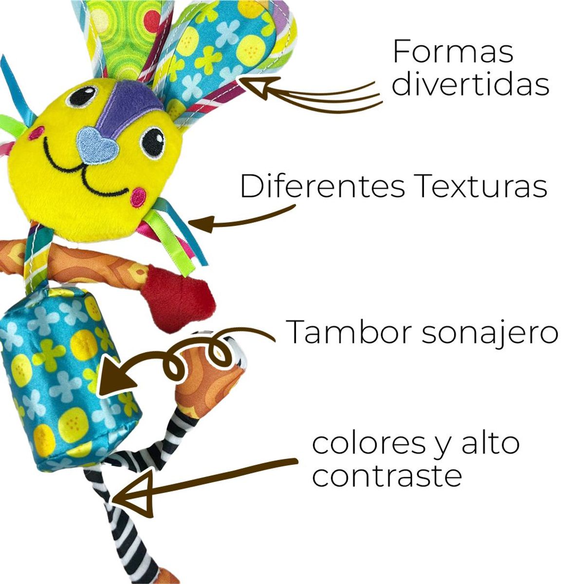 BOOGY - juguete sonajero didactivo texturas para bebe oso