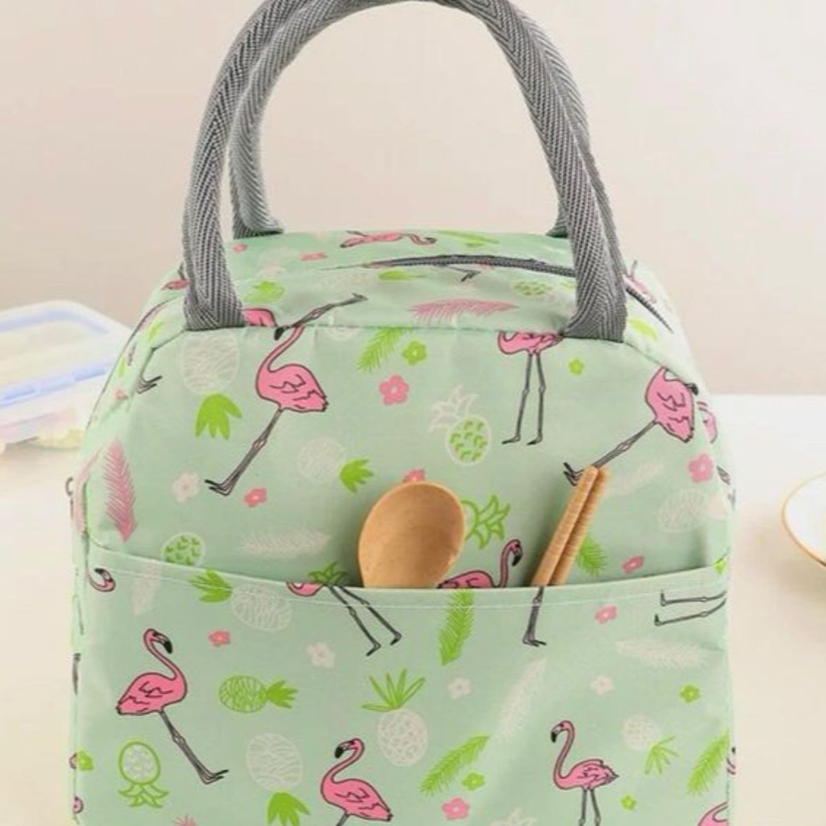 IKSA - Lonchera Térmica Portátil Con Bolsillo y Diseño de Animales