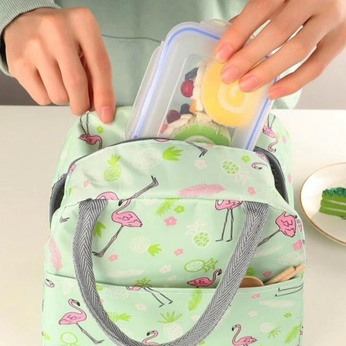 IKSA - Lonchera Térmica Portátil Con Bolsillo y Diseño de Animales