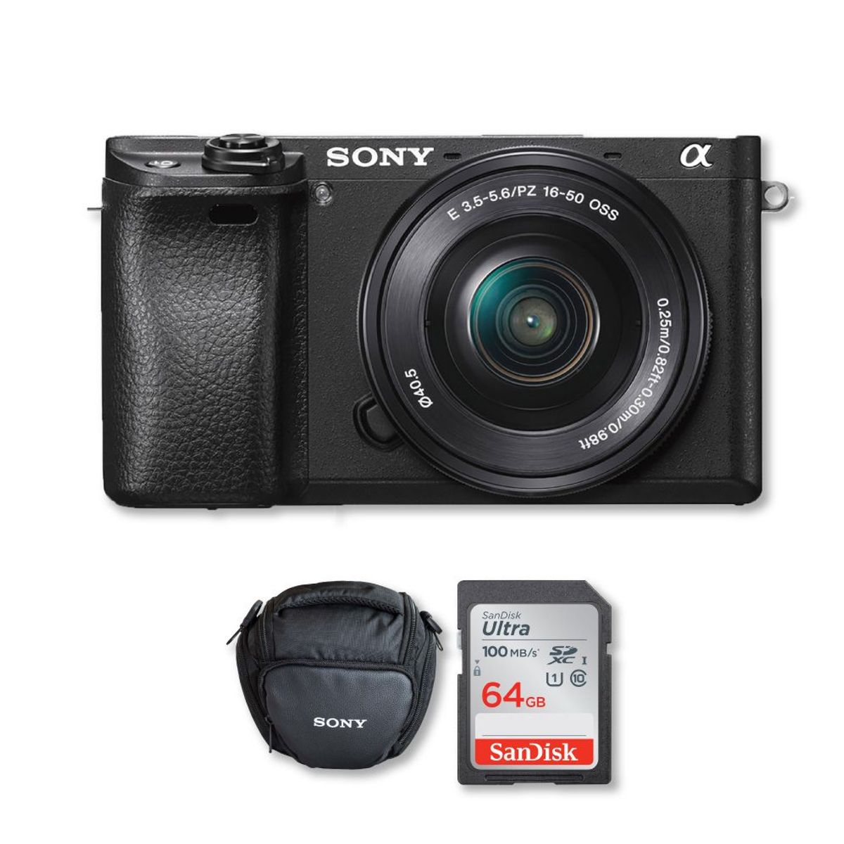 SONY - Sony a6100 con Lente 16-50mm f35-56+Memoria 64Gb de 100Mbs+Bolso