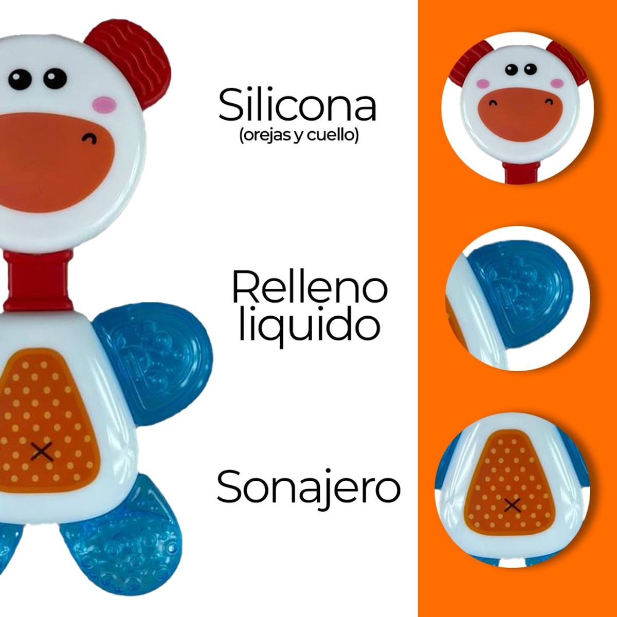 GENERICO - sonajero mordedor llama dientes  gel para bebe mono