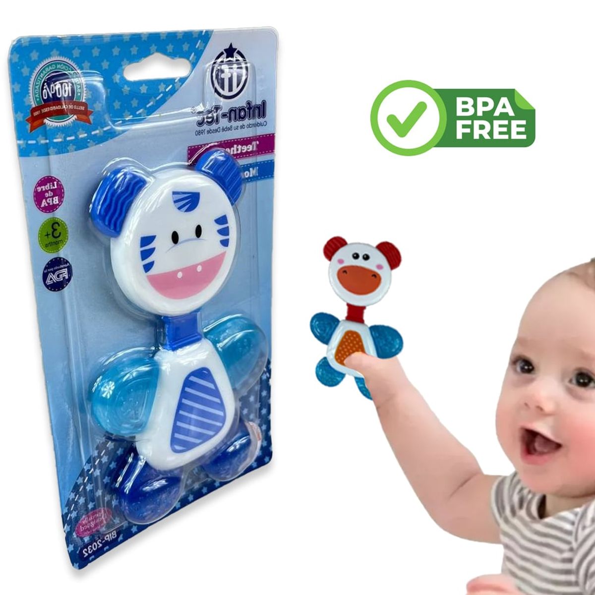 GENERICO - sonajero mordedor llama dientes  gel para bebe zebra