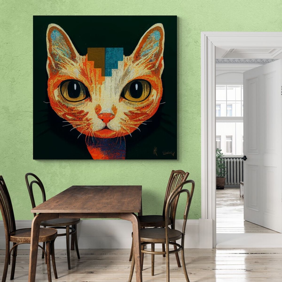 TAYRONA STORE - Cuadro En Lienzo Para Comedor Gatos 270 90x90cm