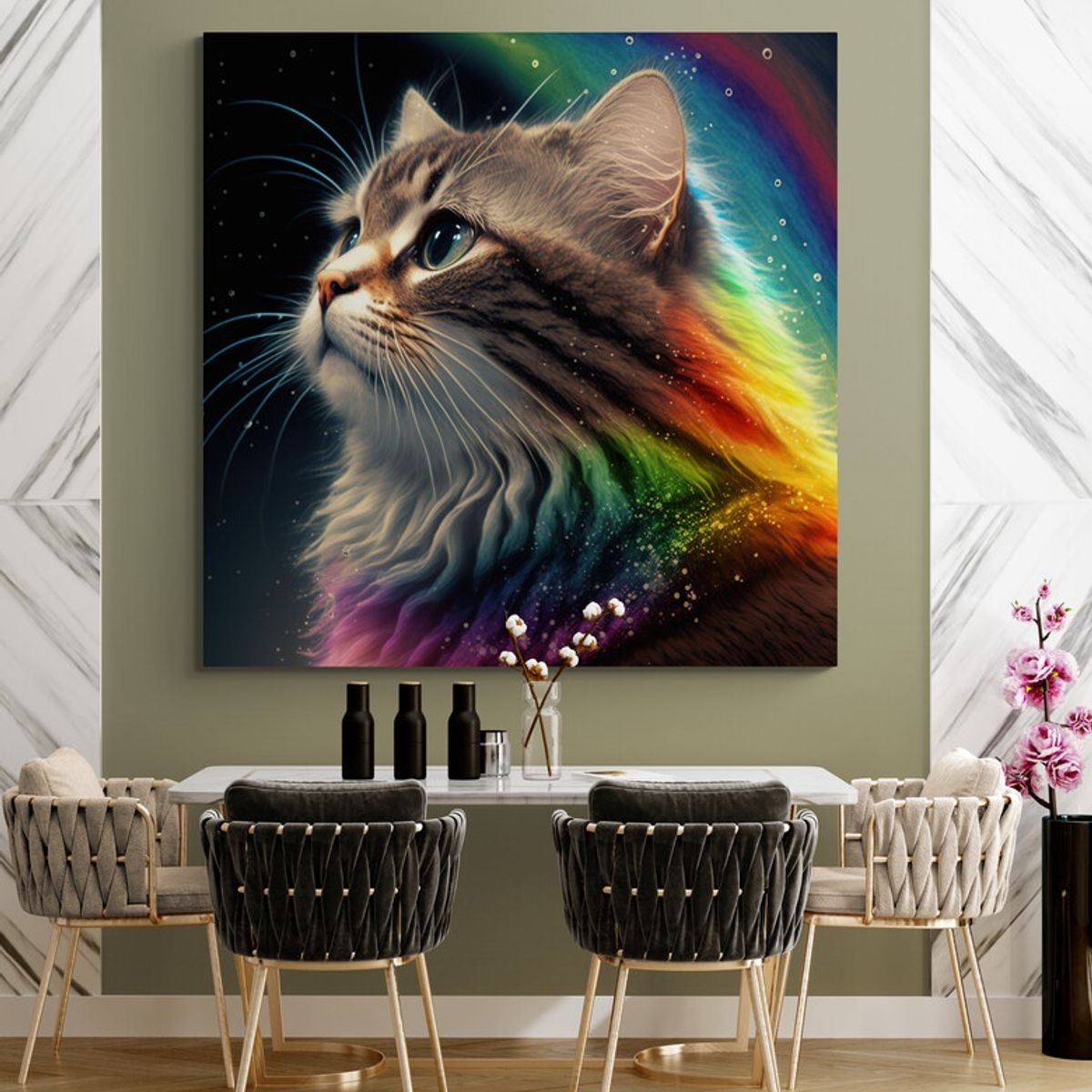 TAYRONA STORE - Cuadro En Lienzo Para Comedor Gatos 321 120x120cm