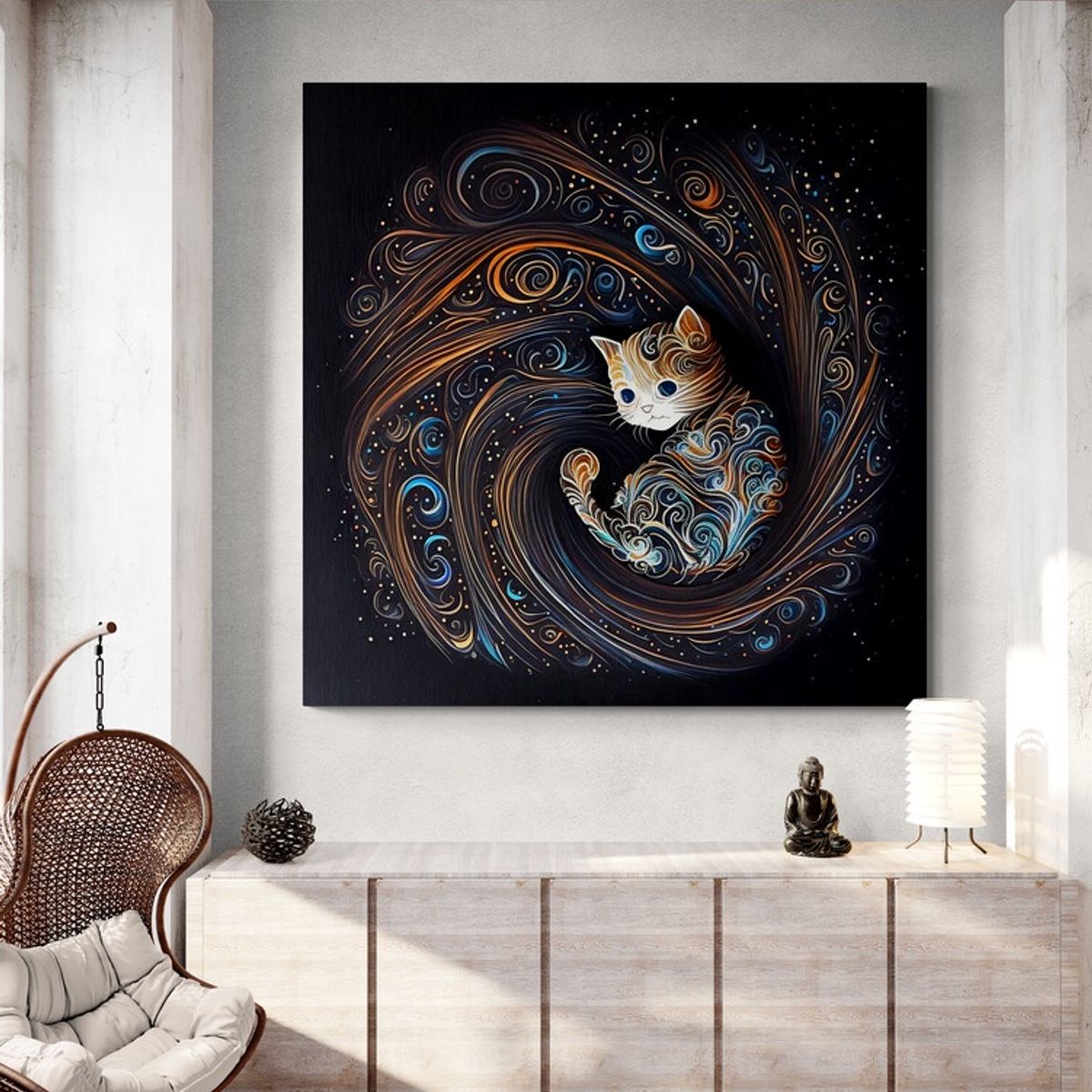 TAYRONA STORE - Cuadro En Lienzo Para Comedor Gatos 355 120x120cm