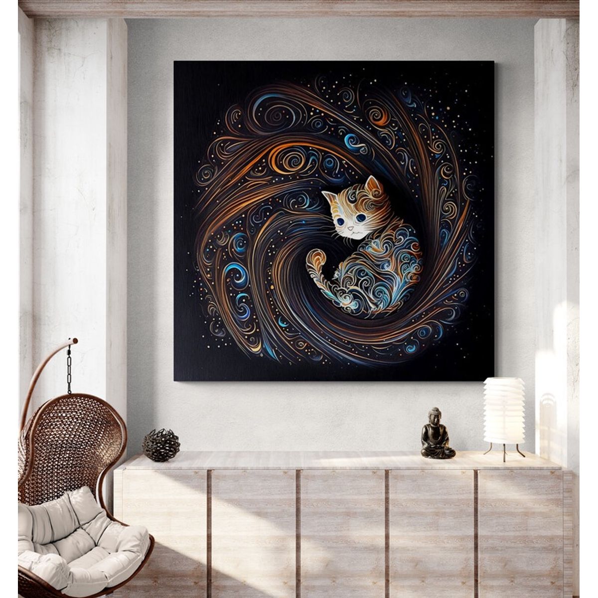 TAYRONA STORE - Cuadro En Lienzo Para Comedor Gatos 355 120x120cm