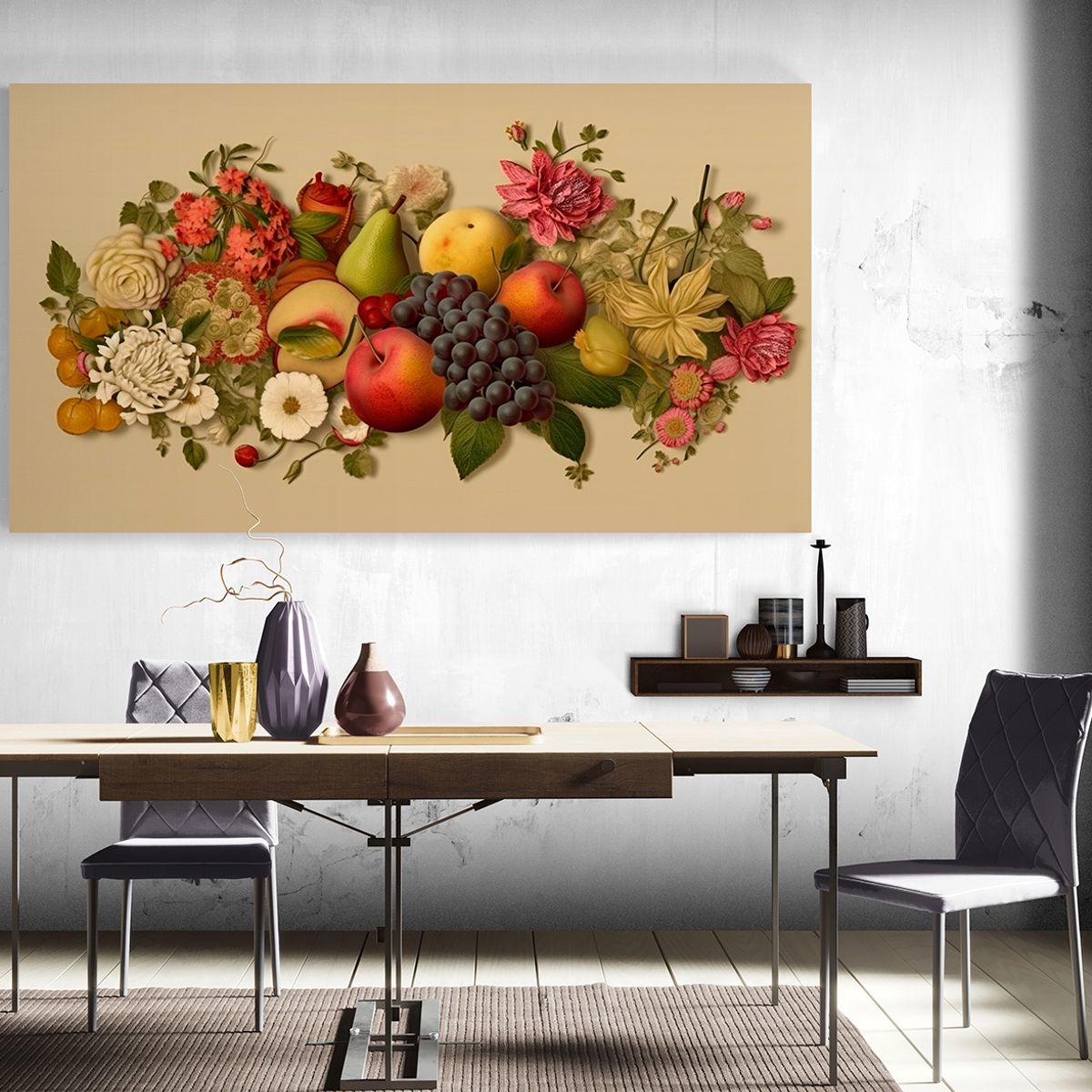 TAYRONA STORE - Cuadro En Lienzo Para Comedor Bodegon Frutas 317 80x45cm