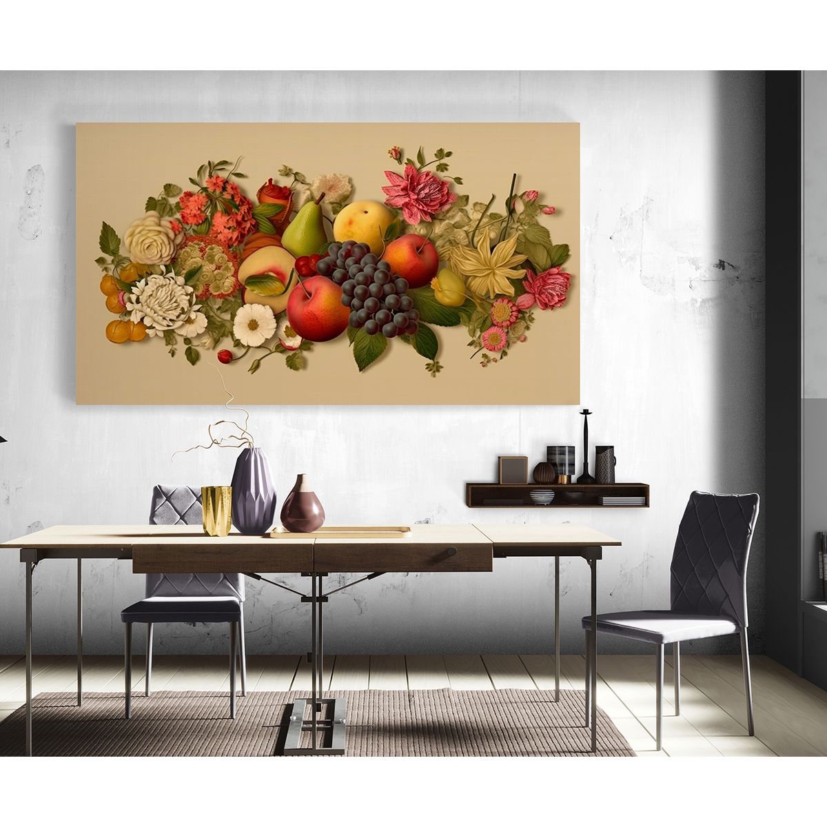 TAYRONA STORE - Cuadro En Lienzo Para Comedor Bodegon Frutas 317 80x45cm
