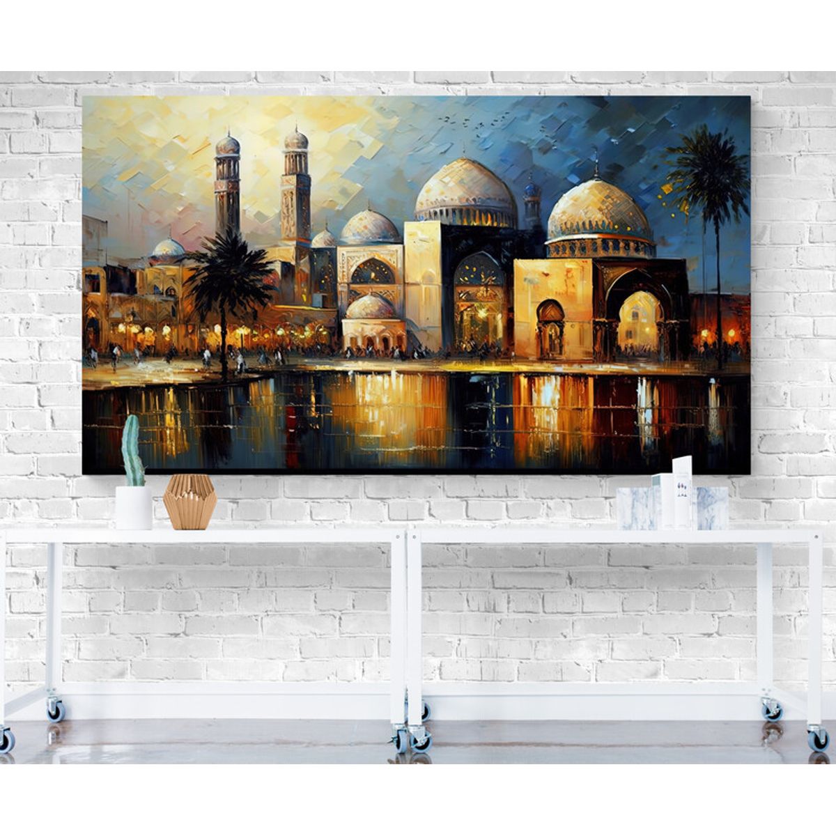 TAYRONA STORE - Cuadro Lienzo Para Comedor Mezquita Pintura Ciudad 158 80x45cm