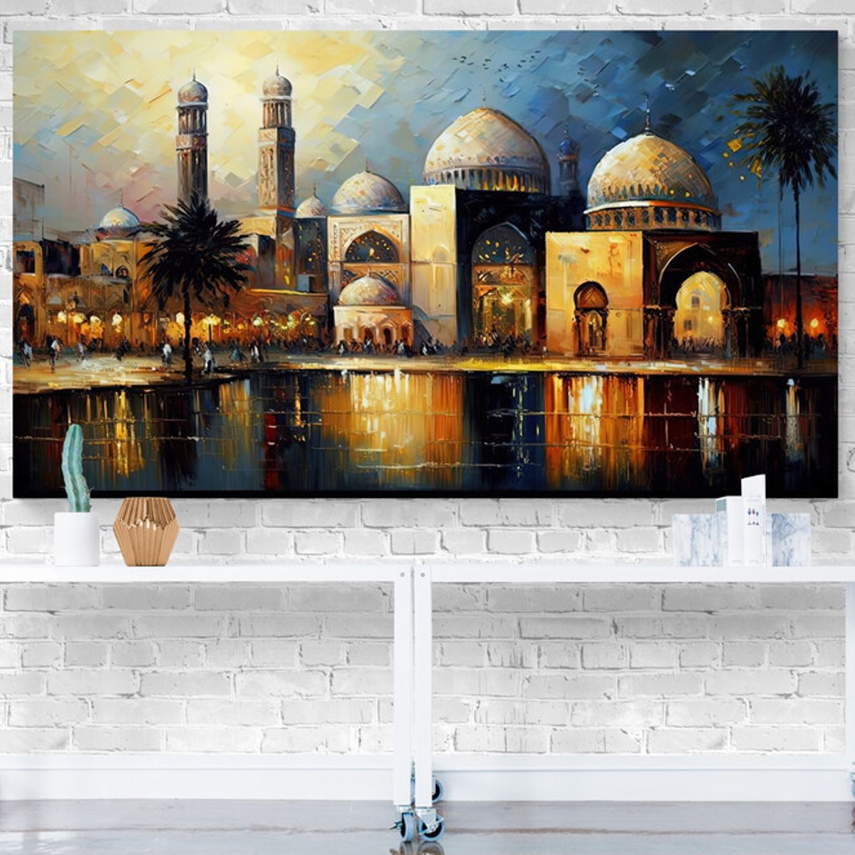 TAYRONA STORE - Cuadro Lienzo Para Comedor Mezquita Pintura Ciudad 158 100x55cm