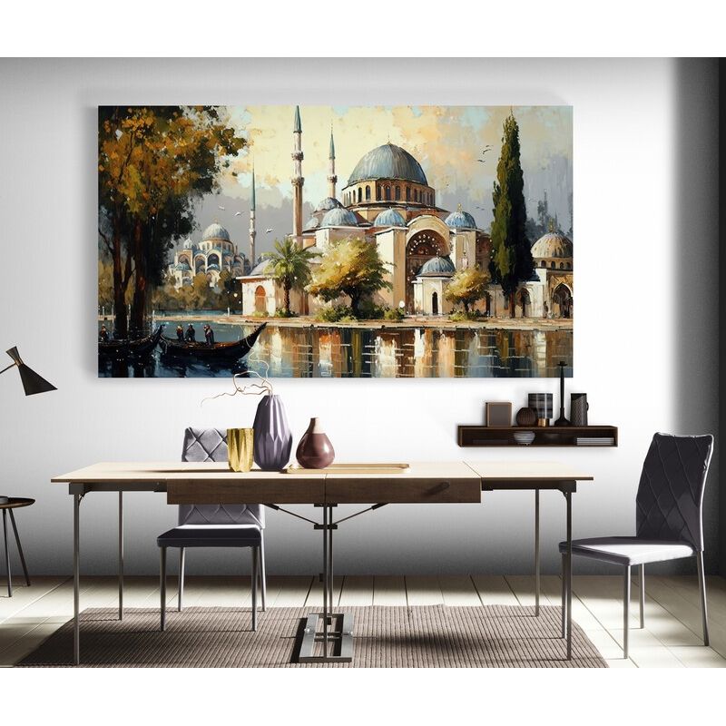TAYRONA STORE - Cuadro En Lienzo Para Comedor Mezquita Pintura Ciudad 162 125x70cm