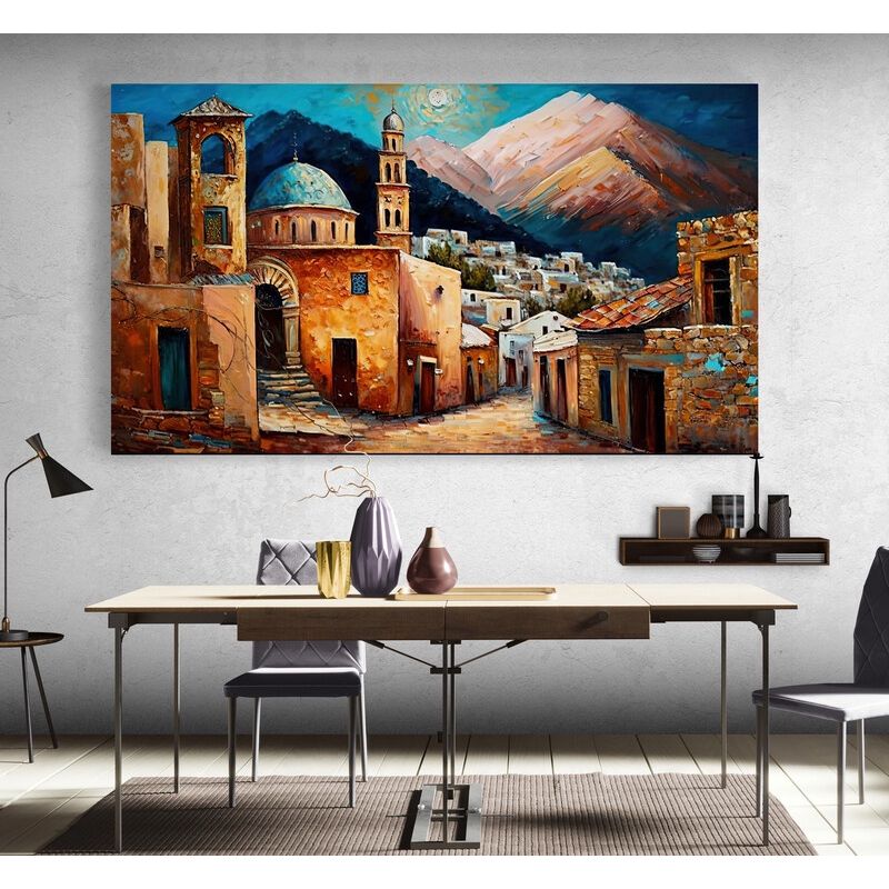 TAYRONA STORE - Cuadro En Lienzo Para Comedor Pintura Ciudad 238 100x55cm