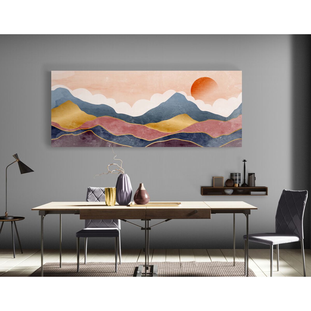 TAYRONA STORE - Cuadro En Lienzo Para Comedor Atardecer Minimalista 022 100x40cm
