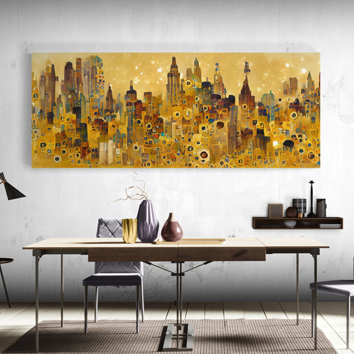 TAYRONA STORE - Cuadro En Lienzo Para Comedor Pintura Ciudad 185 150x60cm